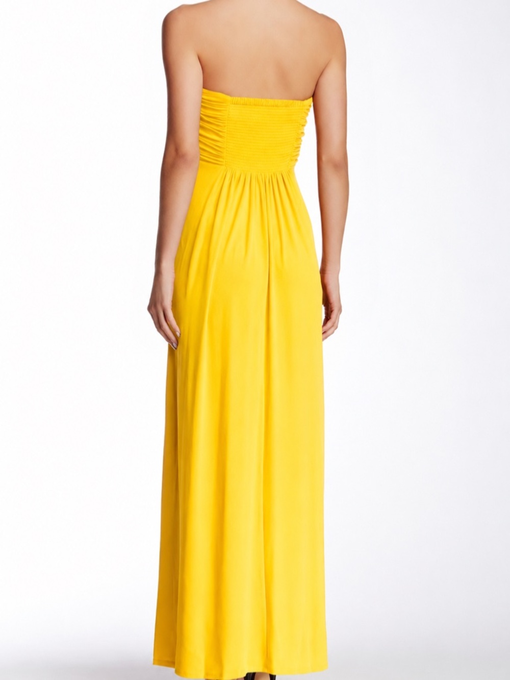 Jessica Simpson Yellow Strapless Sweetheart Maxi Dress Jersey Size 6 - Picture 2 of 7
